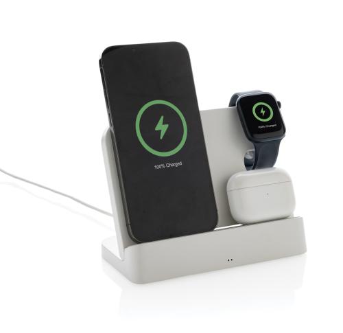 Joltz RCS recycled plastic dual 15W charger with iWatch slot white