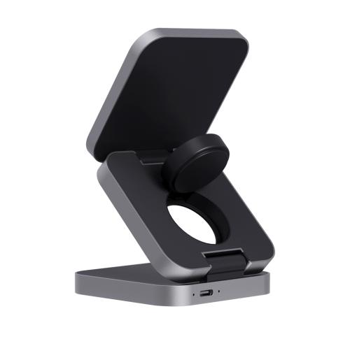 Terra RCS recycled aluminum foldable 3 in 1 15W charger grey