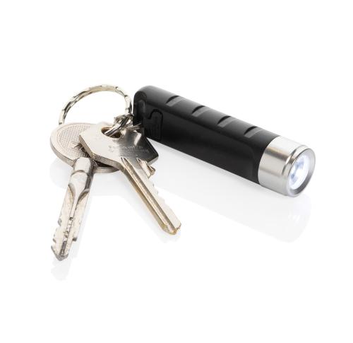 Globix RCS recycled plastic USB re-chargeable keychain torch black