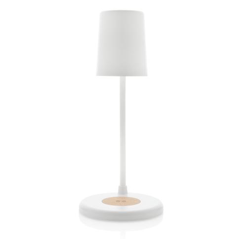 Branded Zenara RCS recycled plastic and cork 15W wireless desk lamp white