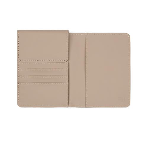 Branded VINGA Baltimore RCS recycled polyester RFID passport cover greige