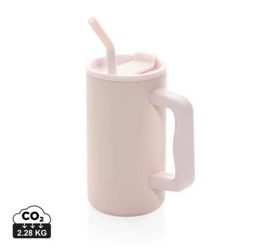 Custom Printed Cube RCS certified recycled steel mug 800ml pink