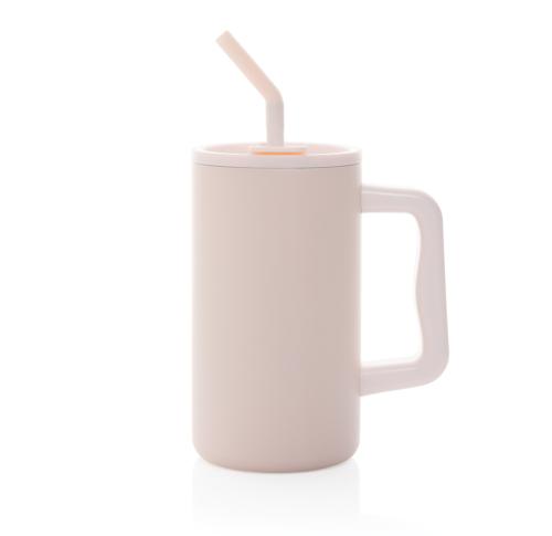 Custom Printed Cube RCS certified recycled steel mug 800ml pink