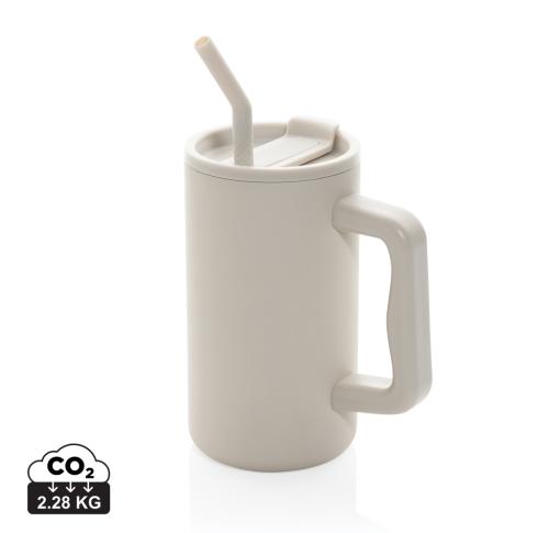 Cube RCS certified recycled steel mug 800ml beige