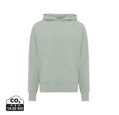 Branded Iqoniq Yoho recycled cotton relaxed hoodie iceberg green