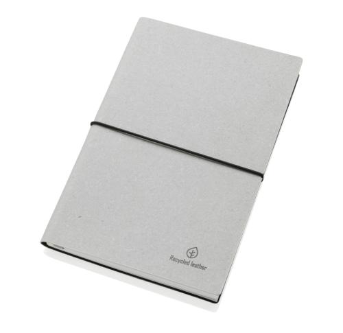 A5 GRS recycled leather notebook light grey