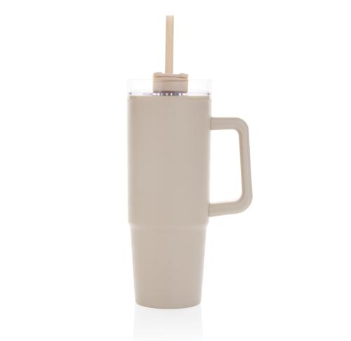 Printed Tana RCS plastic tumbler with handle 900ml beige