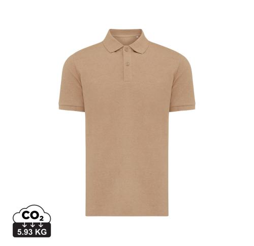 Iqoniq Yosemite recycled cotton pique polo heather brown