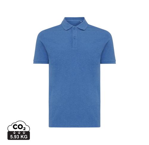 Iqoniq Yosemite recycled cotton pique polo heather blue