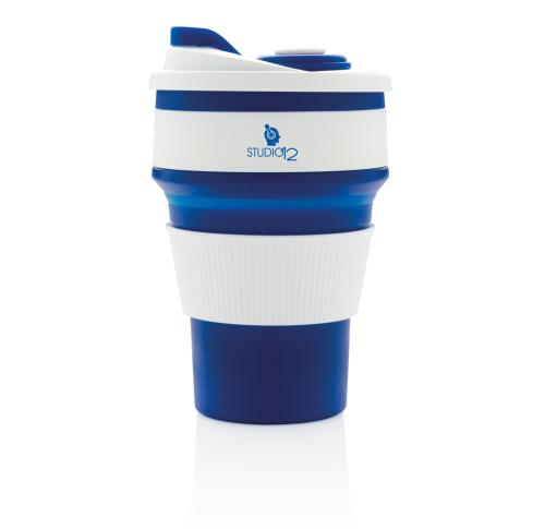 Promotiona Printed Foldable Silicone Cup Blue