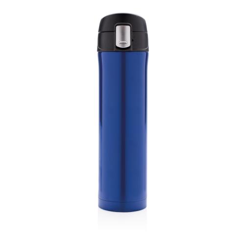 Printed Promotional Easy Lock Vacuum Flask Blue