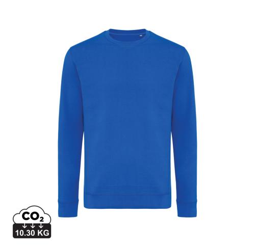 Iqoniq Zion recycled cotton crew neck Custom Logo royal blue