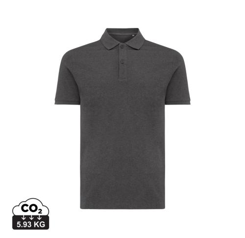 Branded Iqoniq Yosemite recycled cotton pique polo heather anthracite