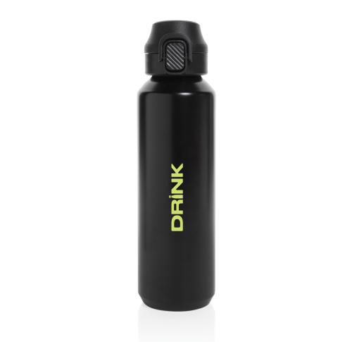 Branded Via RCS Re-steel lockable sport bottle 600ML - Black black