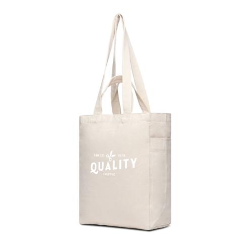 Printed VINGA Hilo AWARE™ recycled canvas zip tote off white