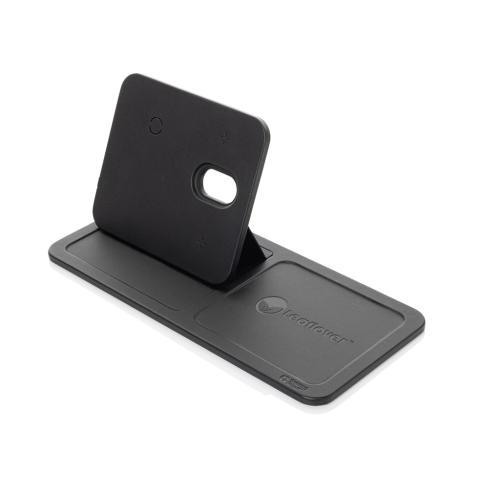 Swiss Peak 3 in 1 RCS recycled PU wireless charger desk tray black