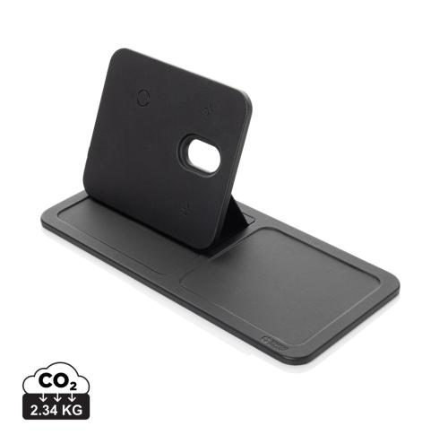 Swiss Peak 3 in 1 RCS recycled PU wireless charger desk tray black