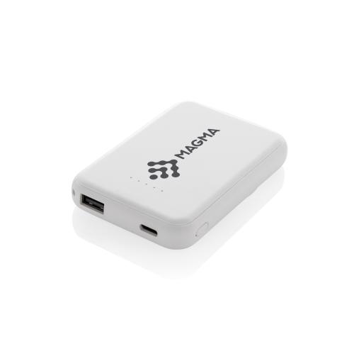 Stellar RCS recycled plastic 5000 mah 5W magnetic powerbank white