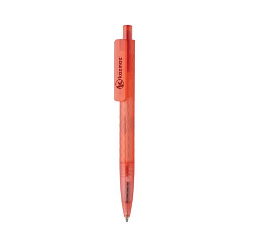 Branded X3 GRS recycled PC plastic pen frosted red