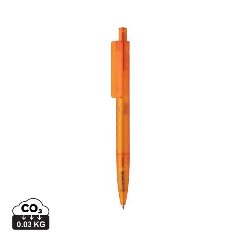 Branded X3 GRS recycled PC plastic pen frosted orange