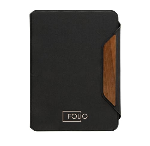 Teri AWARE™ RPET and walnut A5 portfolio black