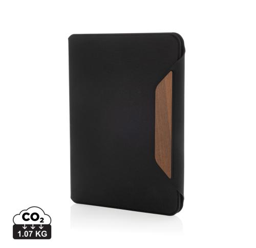 Teri AWARE™ RPET and walnut A5 portfolio black