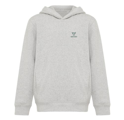 Iqoniq Yengo kids recycled cotton hoodie with sidepockets light heather grey