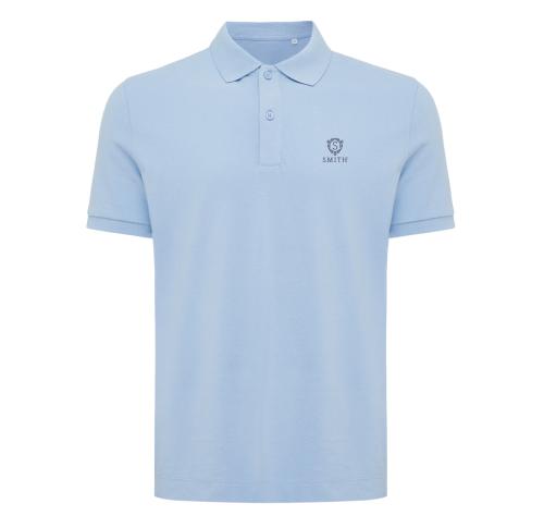 Iqoniq Yosemite recycled cotton pique polo sky blue