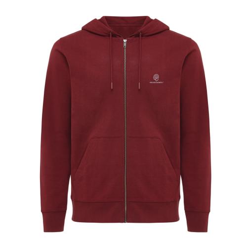 Iqoniq Abisko recycled cotton zip through hoodie burgundy