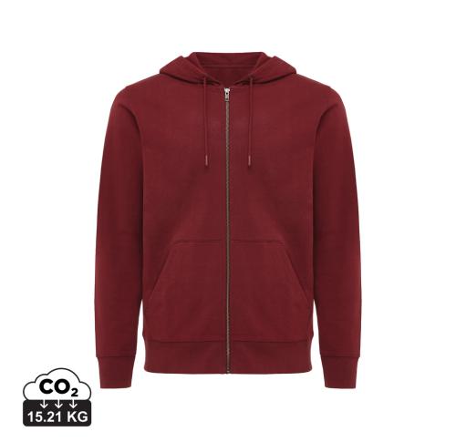 Iqoniq Abisko recycled cotton zip through hoodie burgundy