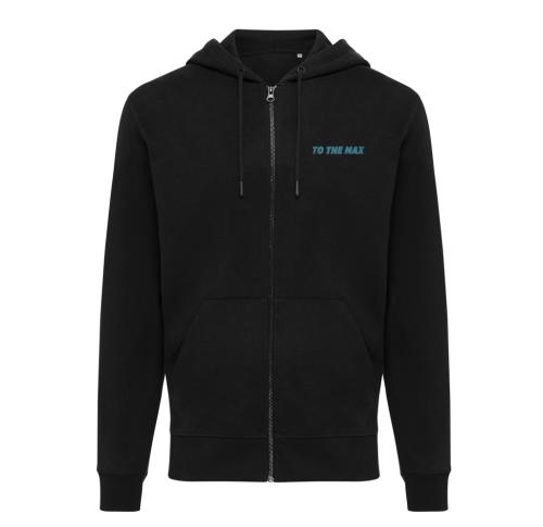 Iqoniq Abisko recycled cotton zip through hoodie black Customised Logo