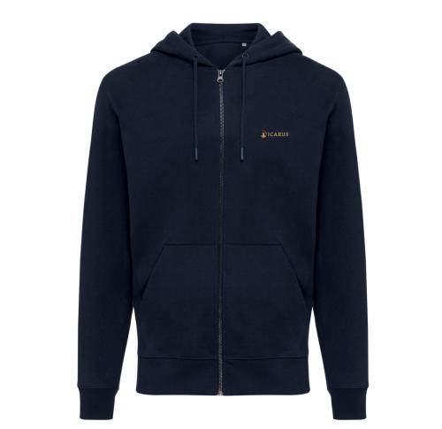 Iqoniq Abisko recycled cotton zip through hoodie navy