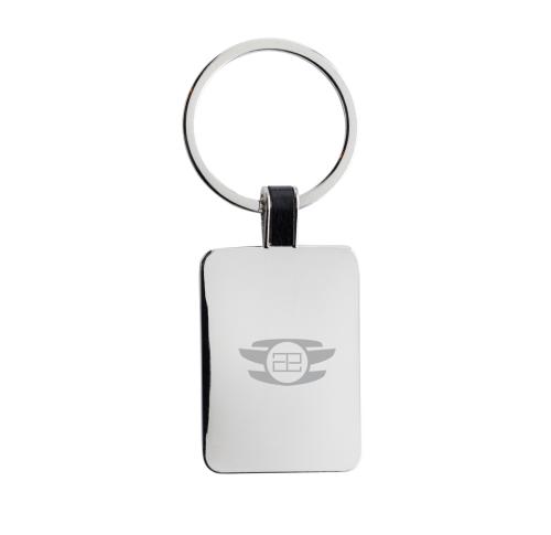 RCS recycled zinc alloy rectangle keyring silver