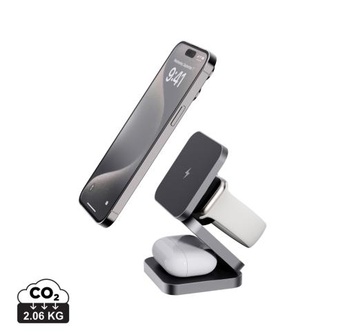 Terra RCS recycled aluminum foldable 3 in 1 15W charger grey