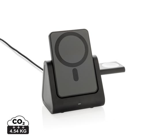 Promotional Powerbase RCS recycled plastic 3 in 1 charger with powerbank black