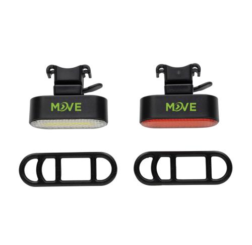 Lumino RCS recycled plastic USB re-chargeable bike light set black