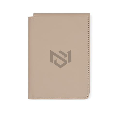 Branded VINGA Baltimore RCS recycled polyester RFID passport cover greige