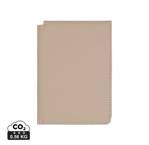 Branded VINGA Baltimore RCS recycled polyester RFID passport cover greige