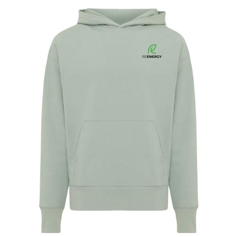 Branded Iqoniq Yoho recycled cotton relaxed hoodie iceberg green