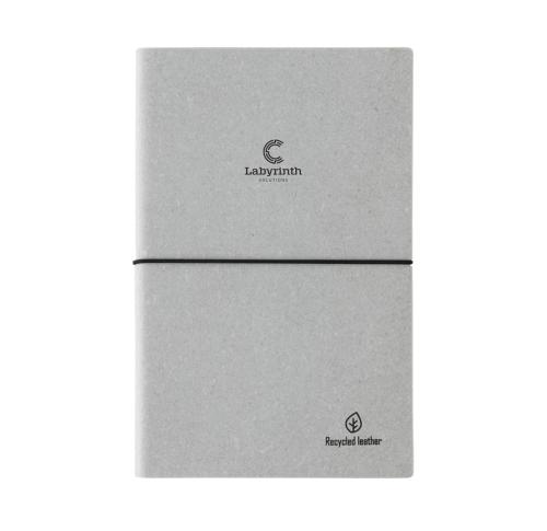 A5 GRS recycled leather notebook light grey