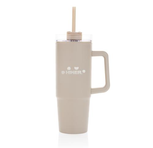Printed Tana RCS plastic tumbler with handle 900ml beige