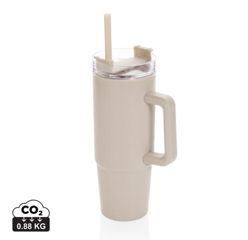 Printed Tana RCS plastic tumbler with handle 900ml beige