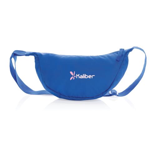 Promotional Crescent AWARE™ RPET half moon sling bag royal blue