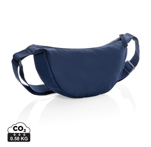 Printed Crescent AWARE™ RPET half moon sling bag navy Custom