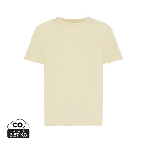 Iqoniq Koli kids lightweight recycled cotton t-shirt cream yellow