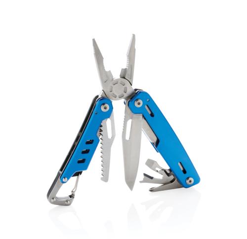Custom Branded Solid Multi tools With Carabiner Blue 11 Functions