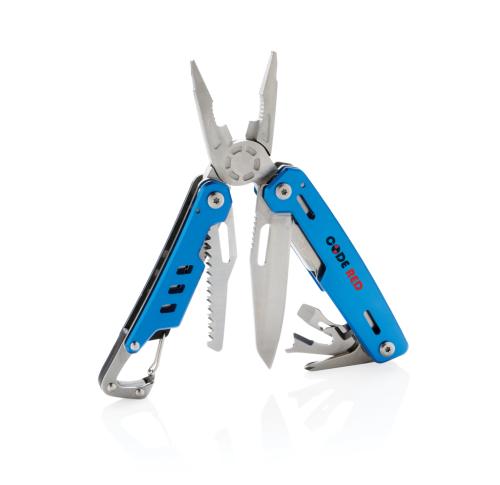 Custom Branded Solid Multi tools With Carabiner Blue 11 Functions