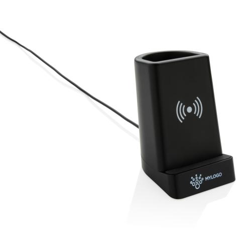 Light up logo 5W wireless charging pen holder
