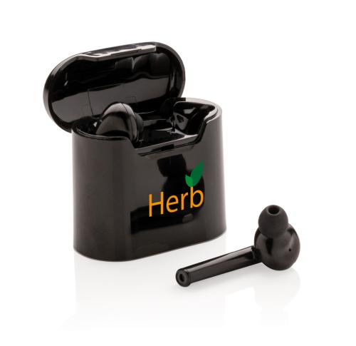 Promotional Liberty Wireless Earbuds In Charging Case - Black
