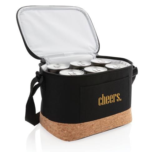 Branded Two Tone Cooler Bags With Cork Detail Black